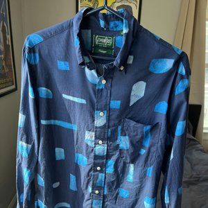 Gitman Brothers Vintage Blue Shirt Cool Pattern Men's Size Medium